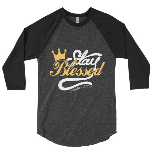 Blessed Shirt, Blessed Baseball tee - Ash/Aqua – Sew Fancy Designs